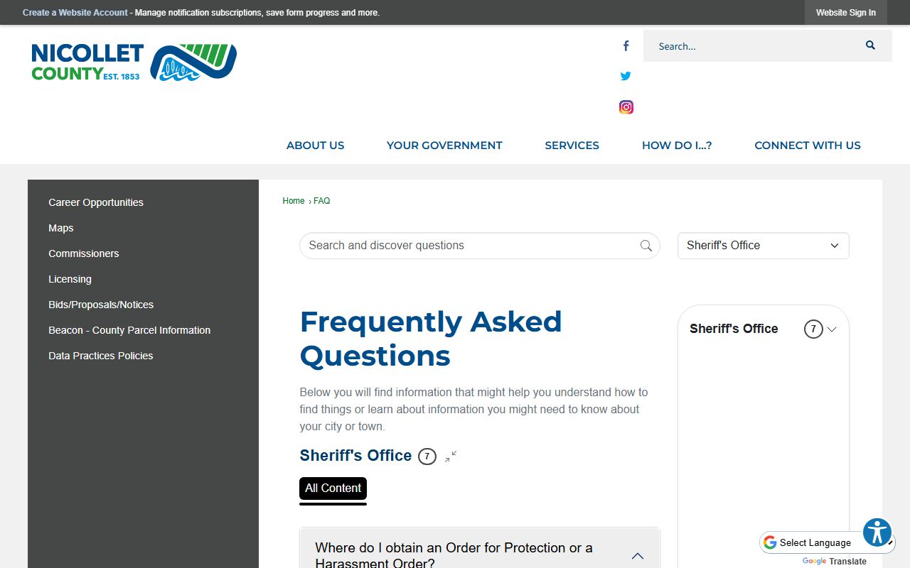 Nicollet County jail visitation schedule and inmate record FAQ